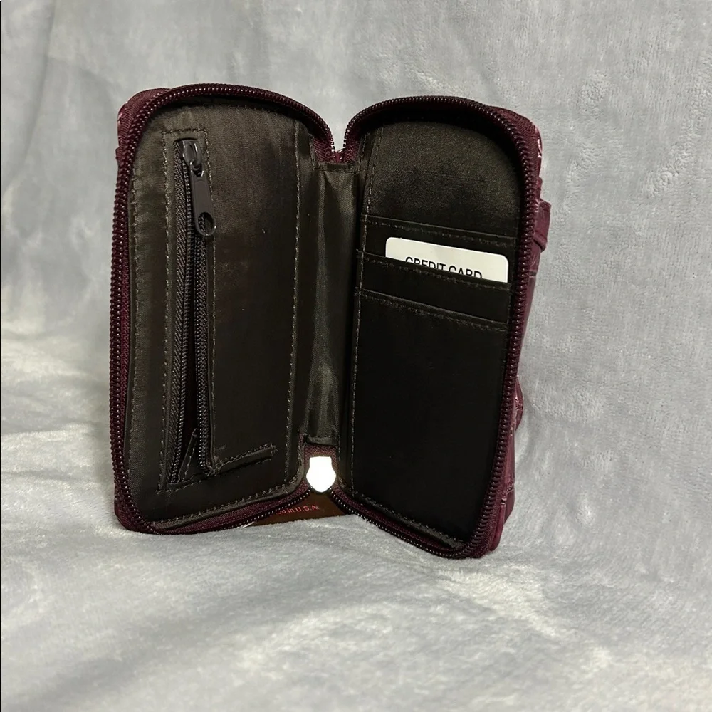 Candie Burgundy Croc-Embossed Wristlet with Cross Accent